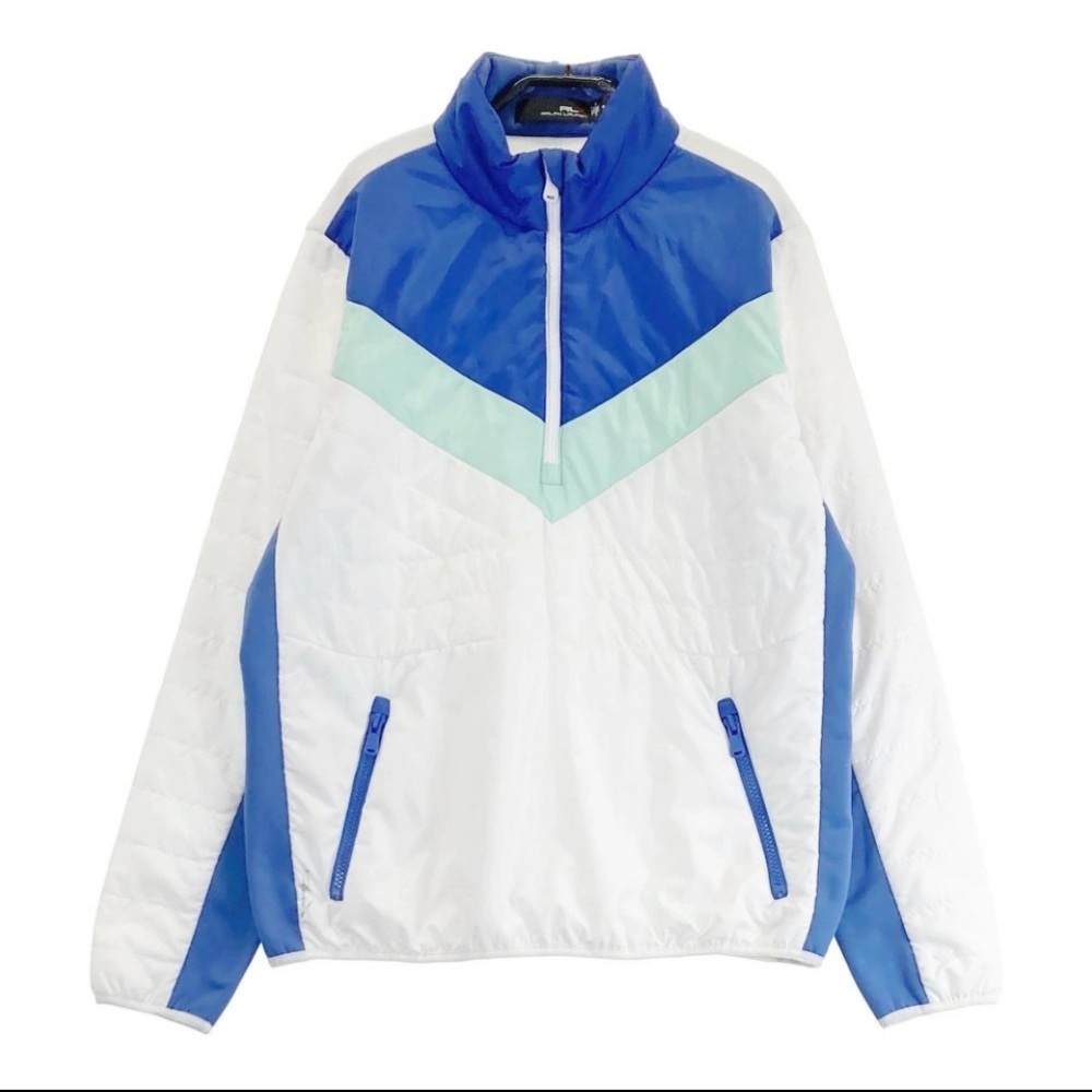 Ralph Lauren Blue and White Ski Jacket with Chevron Design RLX